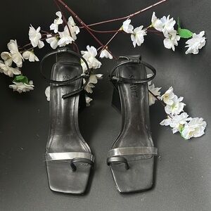 SCHUTZ AVVA Black Block Heel Sandals with Transparent Straps.Block heel so comfy